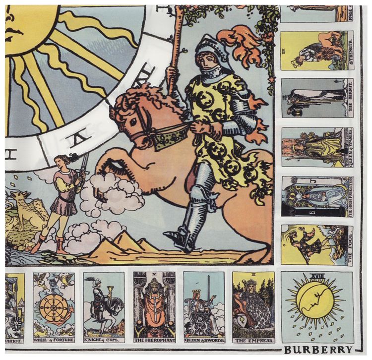 Burberry Mystic Cards Silk Scarf Seaside Blue