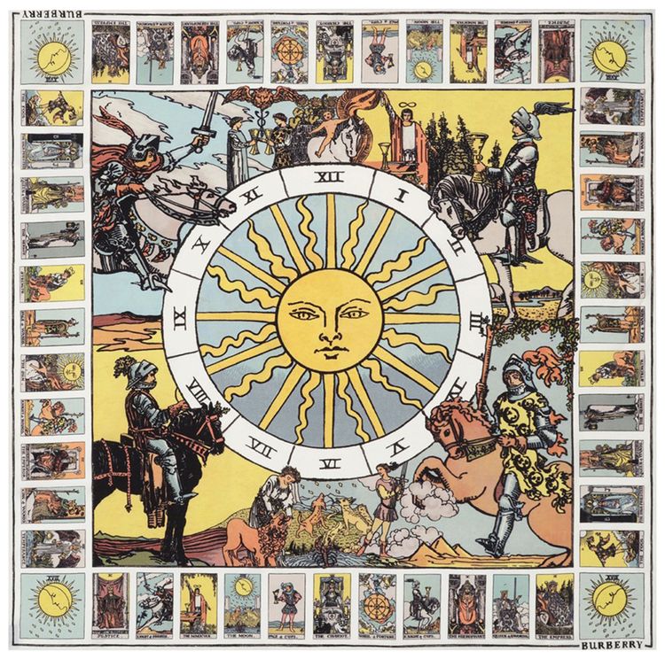 Burberry Mystic Cards Silk Scarf Seaside Blue