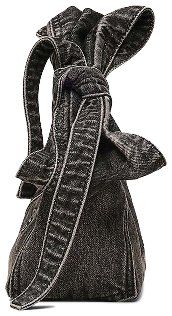 Marc Jacobs Denim Bow Mini Sack Bag Black Wash