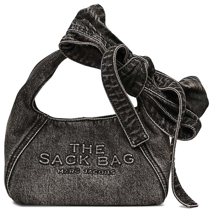 Marc Jacobs Denim Bow Mini Sack Bag Black Wash