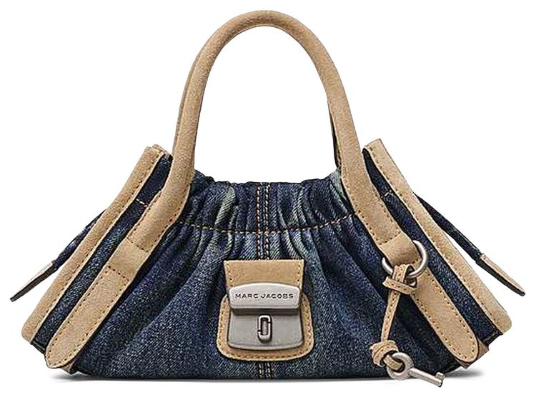 Marc Jacobs Denim Suede Cristina Small Satchel Bag Dark Wash