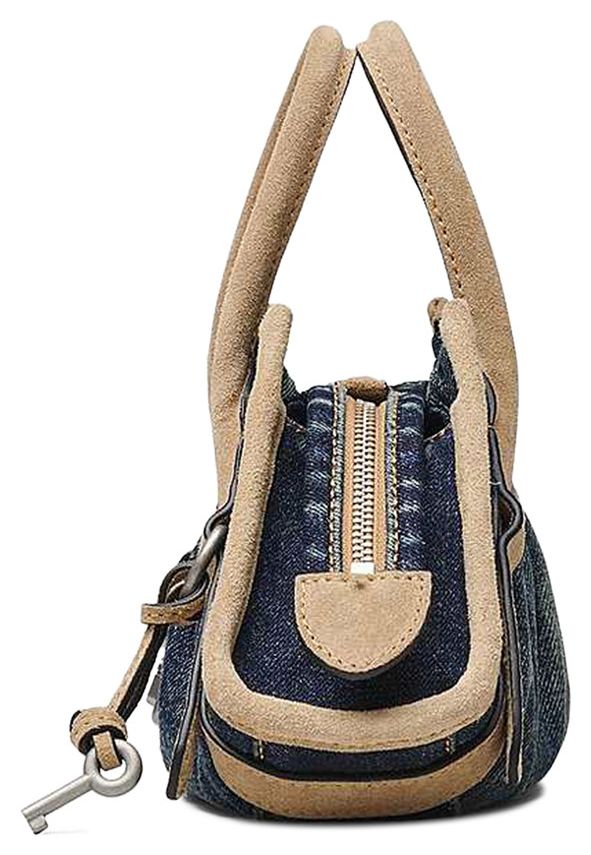 Marc Jacobs Denim Suede Cristina Small Satchel Bag Dark Wash