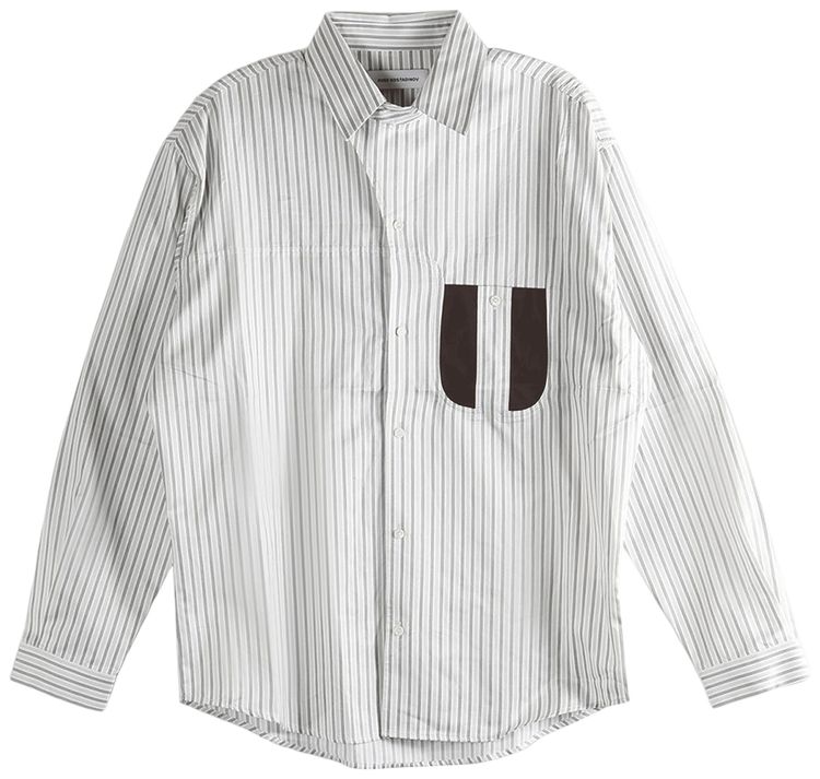 Kiko Kostadinov Double Stripe Veca Panelled Shirt KhakiBeige
