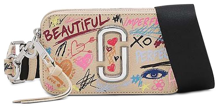 Marc Jacobs Punk Scribble Snapshot Bag BeigeMulticolor