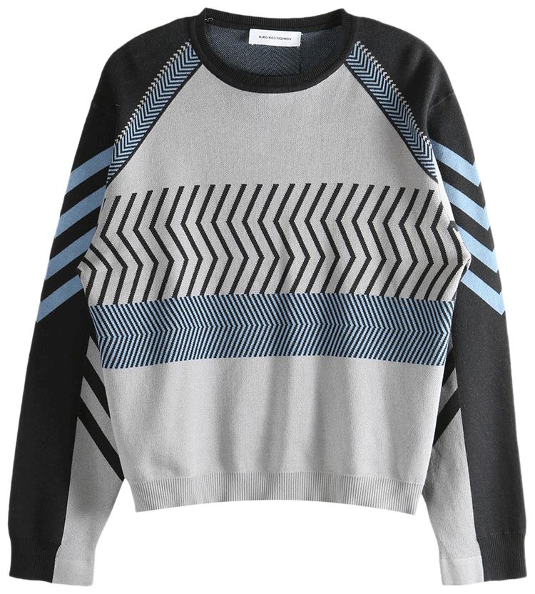 Kiko Kostadinov Combed Cotton Gizi Panelled Jumper BlackGreyBlue