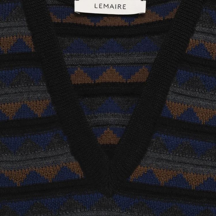 Lemaire V Neck Jacquard Vest Black Combo