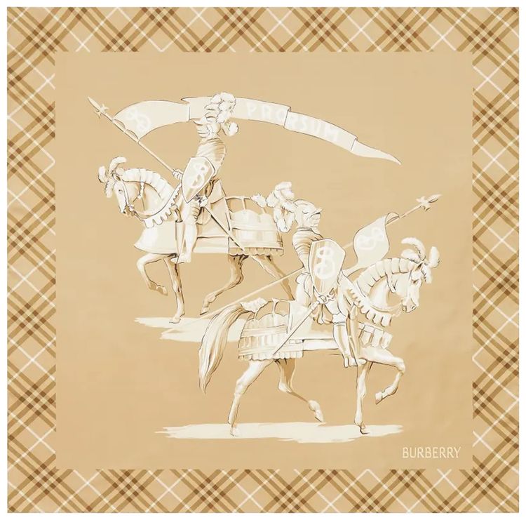 Burberry Horseman Silk Scarf Finch Beige