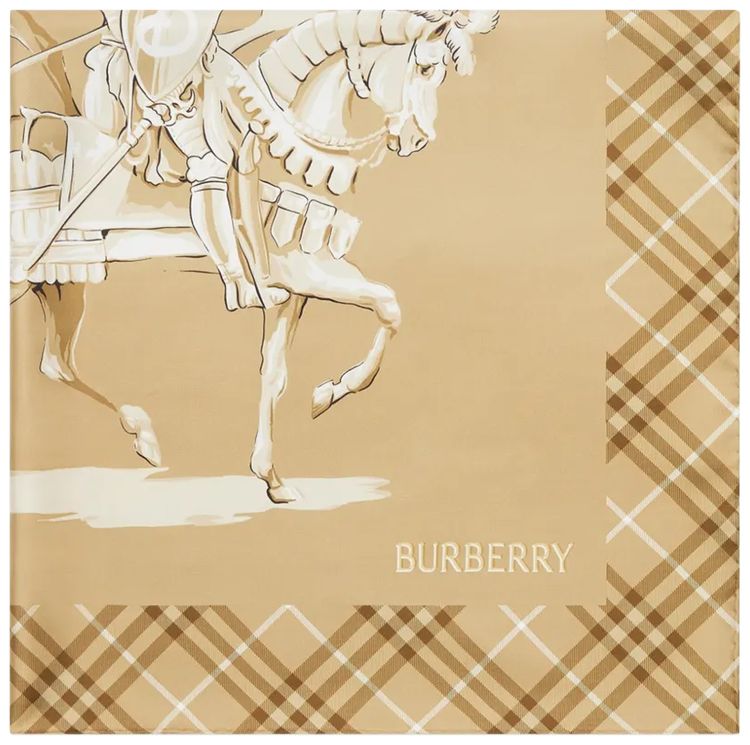 Burberry Horseman Silk Scarf Finch Beige