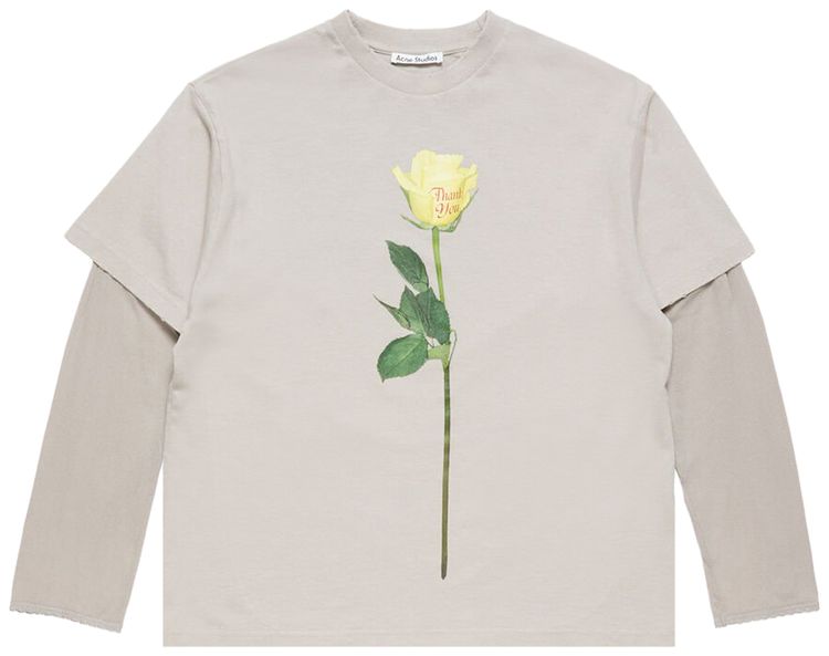 Acne Studios Printed Long Sleeve T Shirt Light Grey