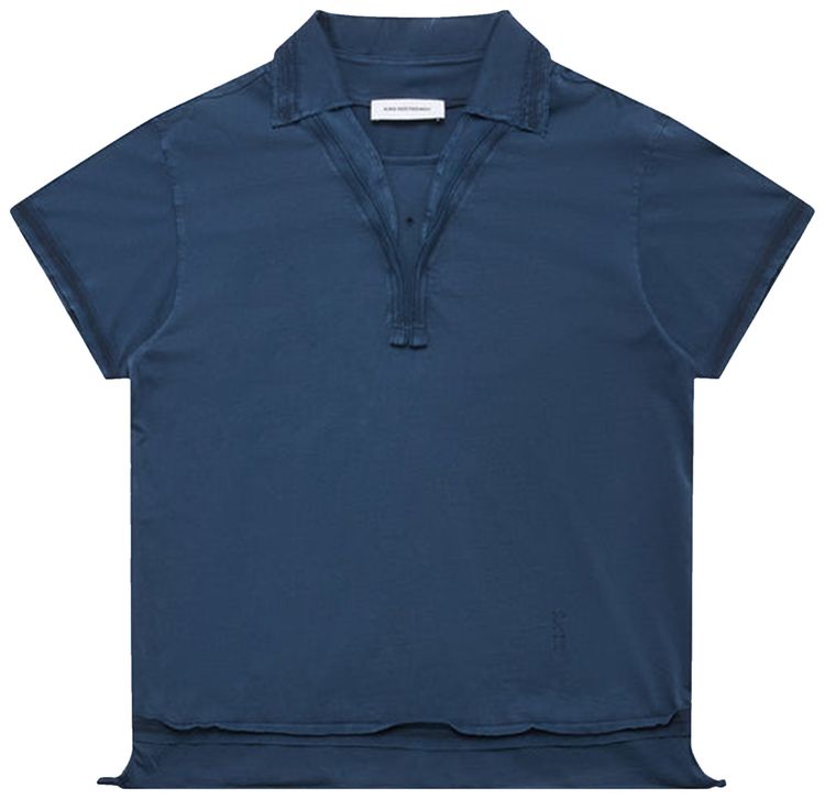 Kiko Kostadinov Overdyed Cotton Otak Polo Shirt Navy