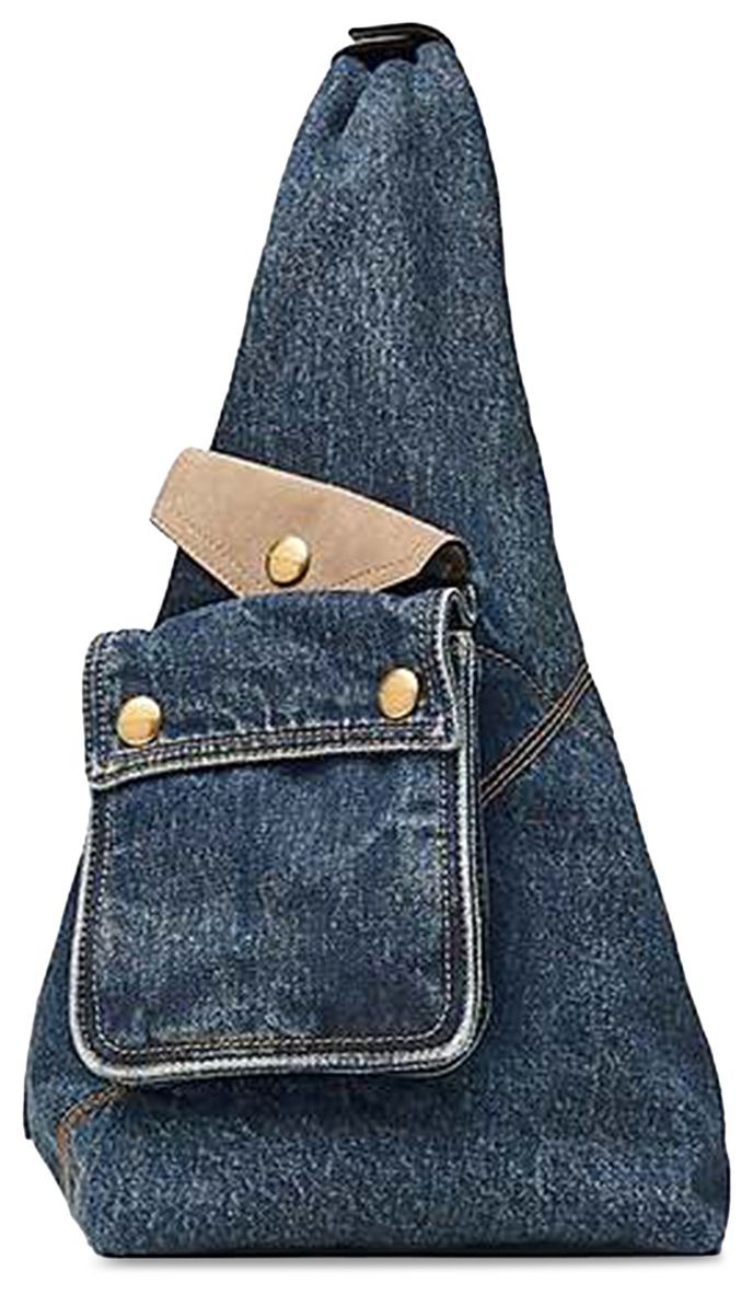 Marc Jacobs Denim Suede Pocket Sack Bag Dark Wash