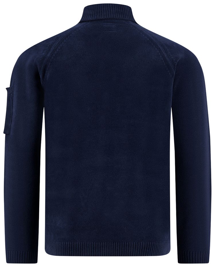 CP Company Cotton Chenille Polo Lens Sweater  Midnight Navy