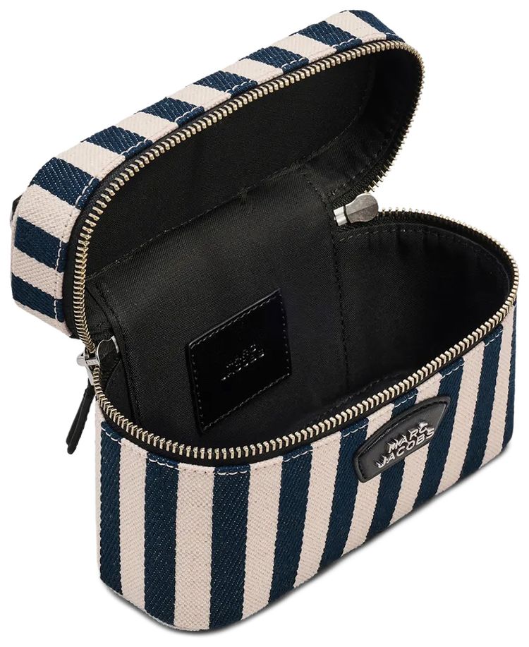 Marc Jacobs Stripe Canvas Everyday Logo Vanity Bag Blue Sea