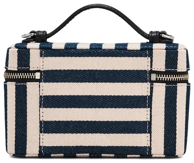 Marc Jacobs Stripe Canvas Everyday Logo Vanity Bag Blue Sea