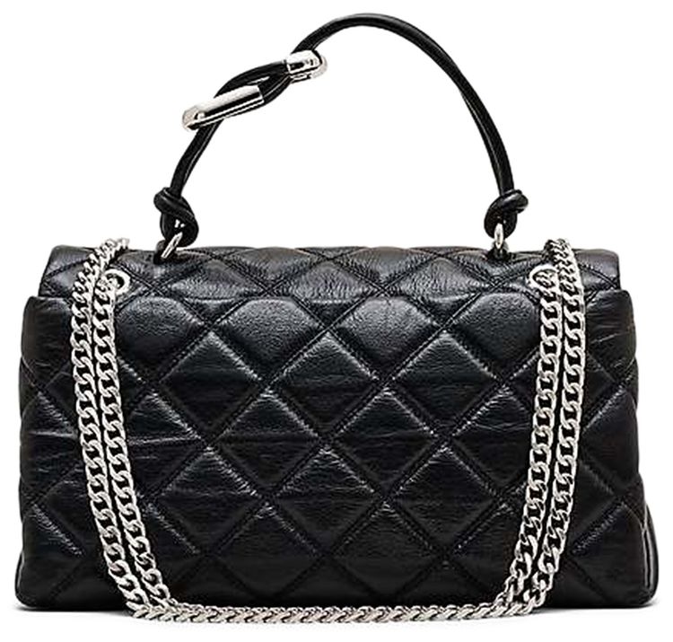 Marc Jacobs The Dual Chain Shoulder Quilted Leather Bag Black