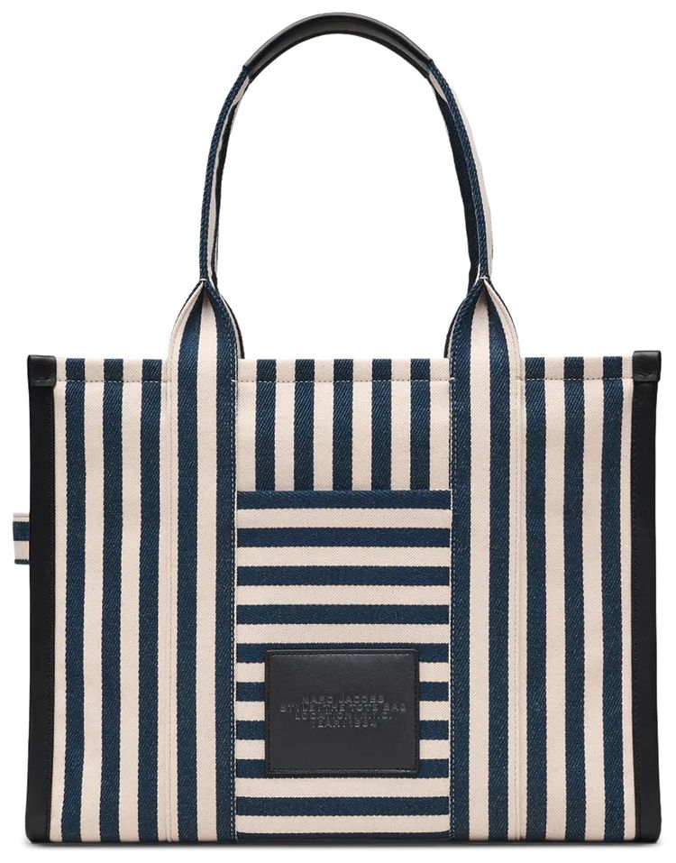 Marc Jacobs Stripe Canvas Large Tote Bag Blue Sea