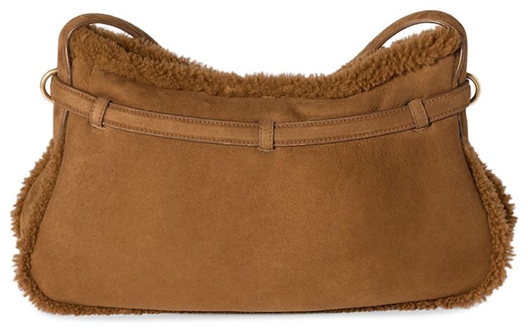 Miu Miu Sacca Camoscio Shearling Handbag Cacao