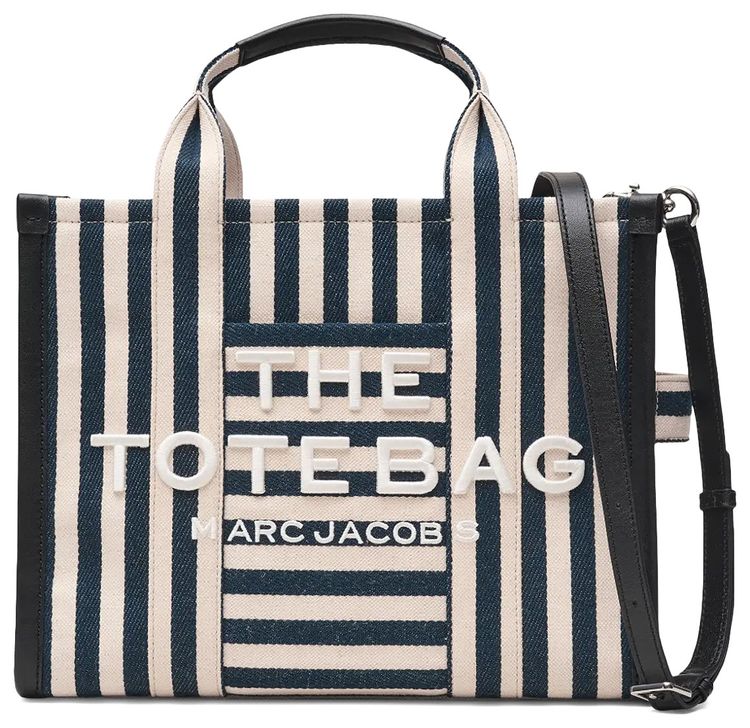 Marc Jacobs Stripe Canvas Medium Tote Bag Blue Sea