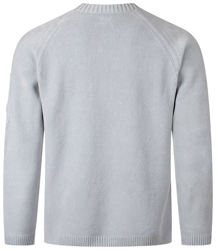 CP Company Cotton Chenille Crewneck Lens Sweater Silver Blue