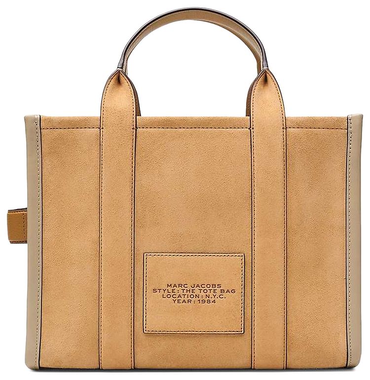 Marc Jacobs Suede Leather Blocked Medium Tote Bag Sahara