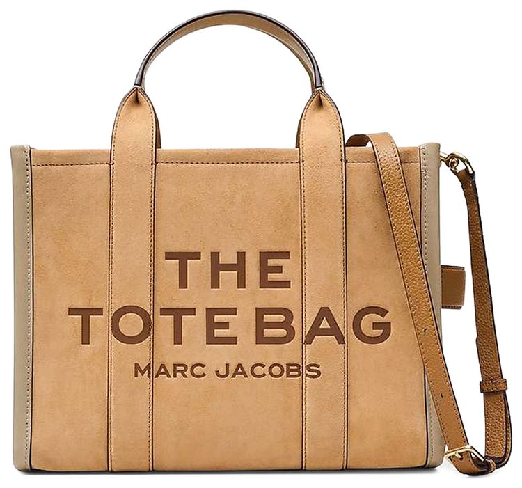 Marc Jacobs Suede Leather Blocked Medium Tote Bag Sahara