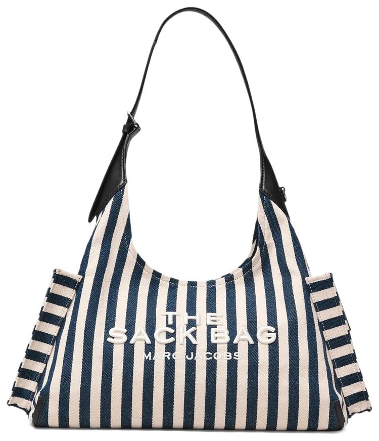 Marc Jacobs Stripe Canvas Belted Sack Bag Blue Sea