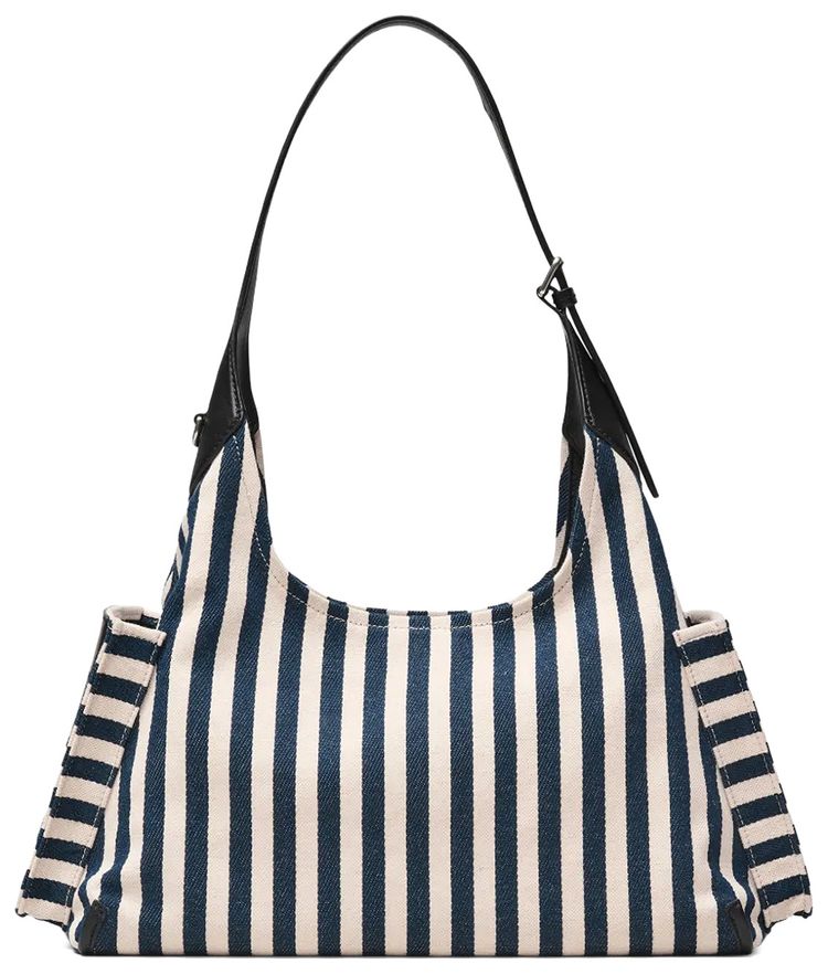 Marc Jacobs Stripe Canvas Belted Sack Bag Blue Sea