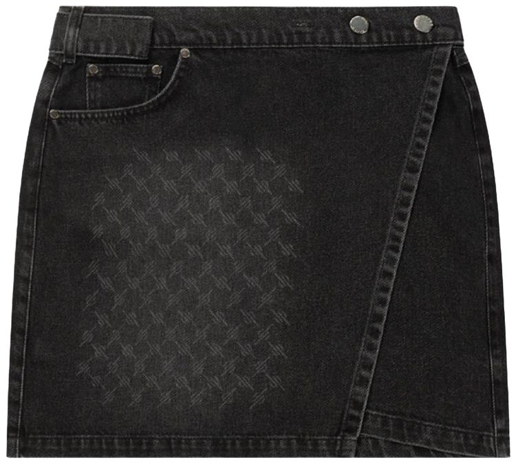 Daily Paper Monogram Wrap Denim Skirt Black