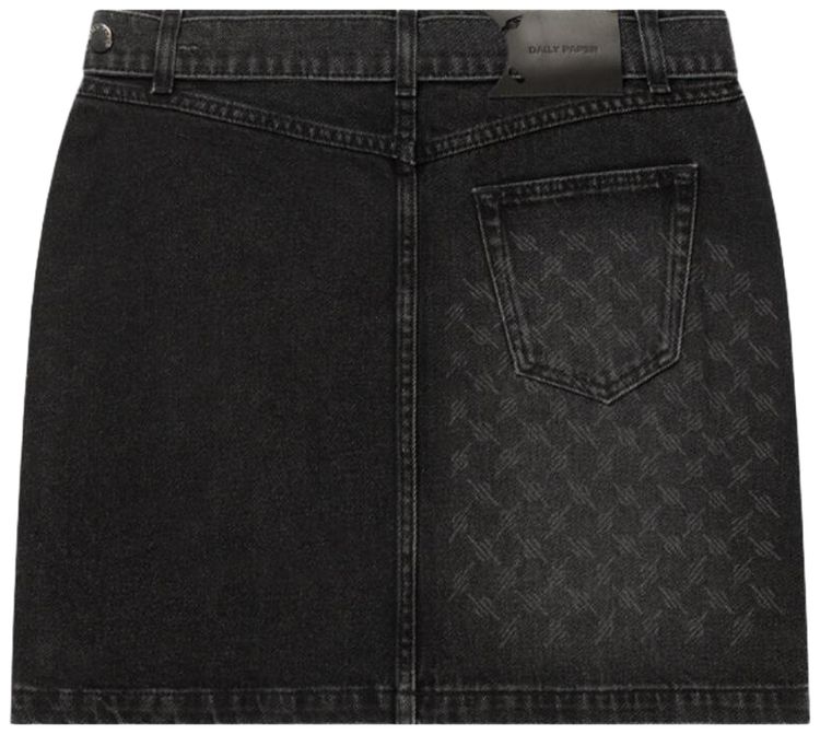 Daily Paper Monogram Wrap Denim Skirt Black