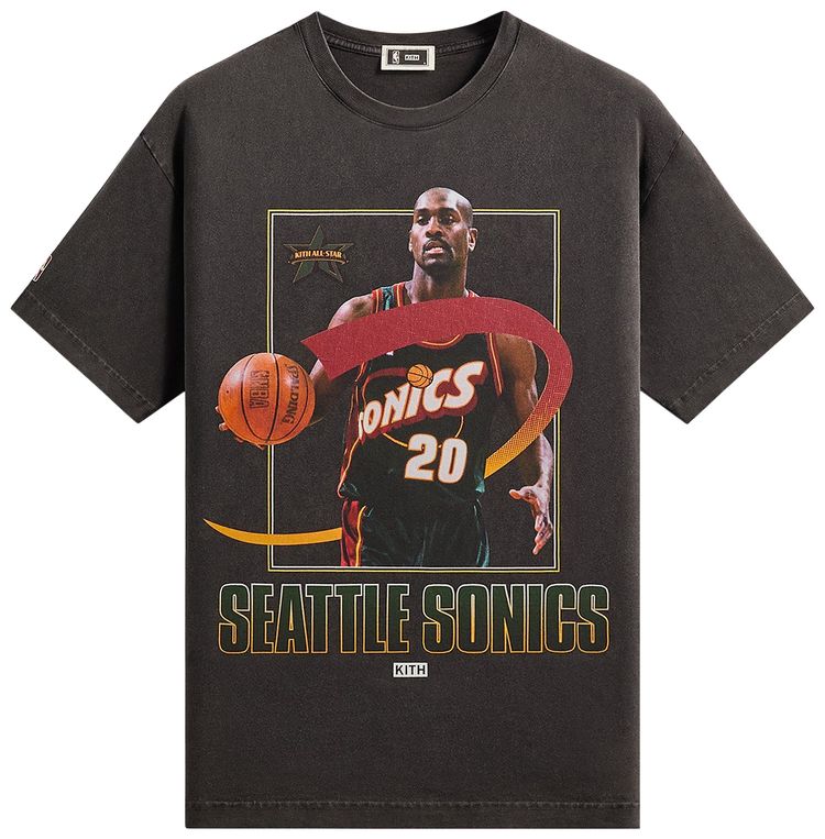 Kith For NBA All Star Seattle Supersonics Gary Payton Vintage Tee Black