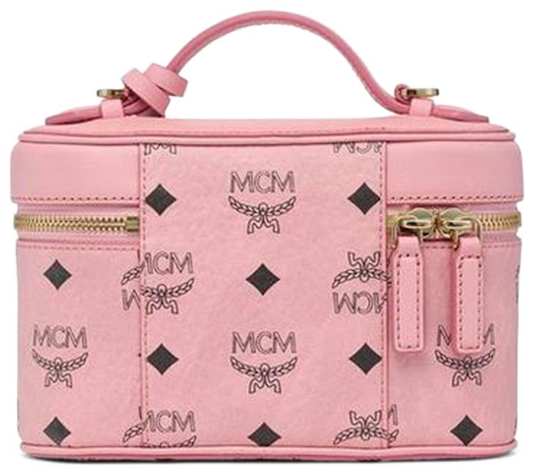 MCM Aren VI Leather Mix Mini Crossbody Bag Soft Pink