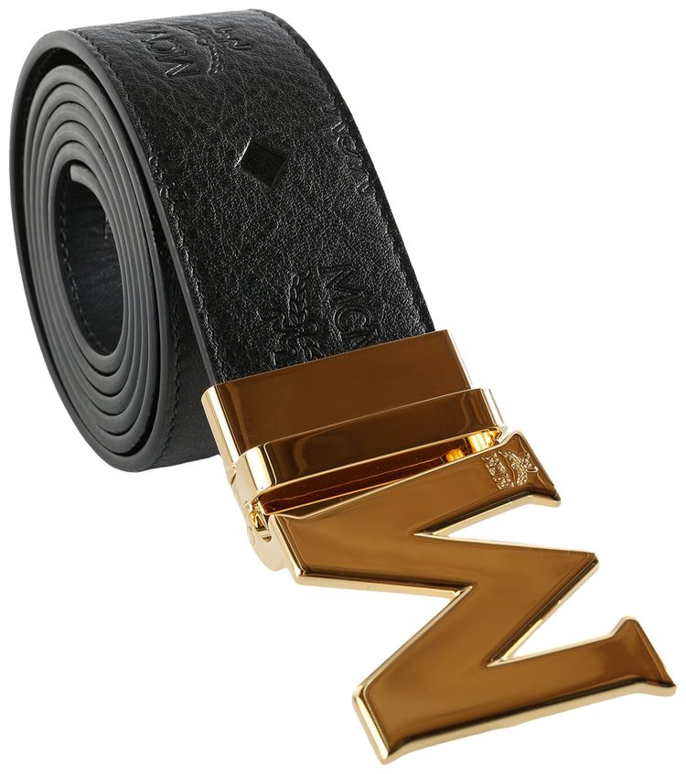 MCM Claus Leather 24K Belt Black