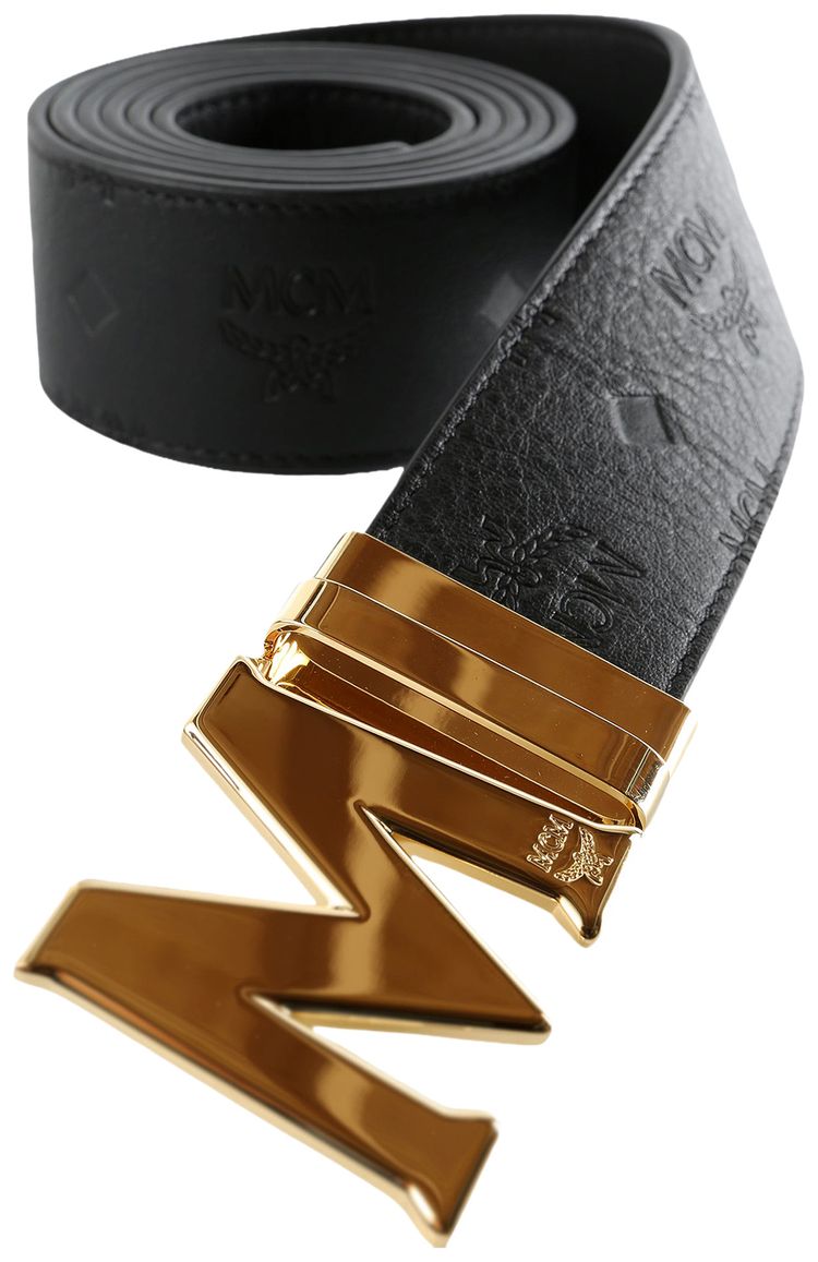 MCM Claus Leather 24K Belt Black