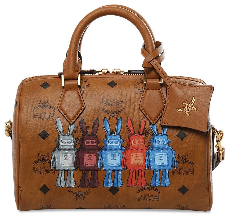 MCM Ella VI Boston Small Bag Cognac