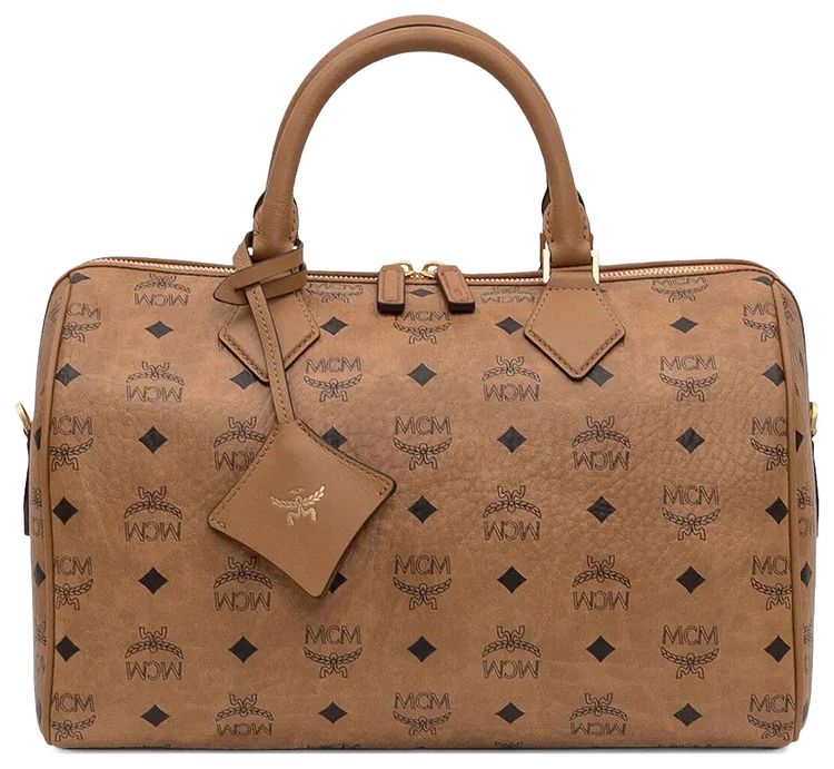 MCM Ella VI Medium Boston Bag Cognac