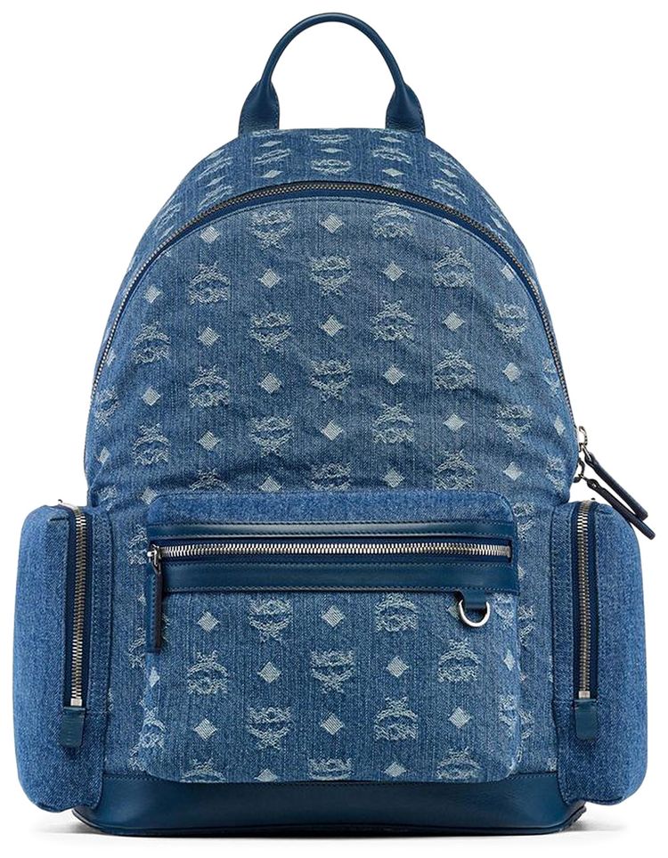 MCM Stark Fabric Medium Backpack Denim Blue