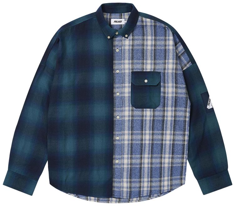Palace Patchy Flannel Shirt Blue