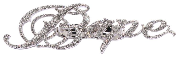 BAPE Bape Rhinestone Double Finger Ring Grey