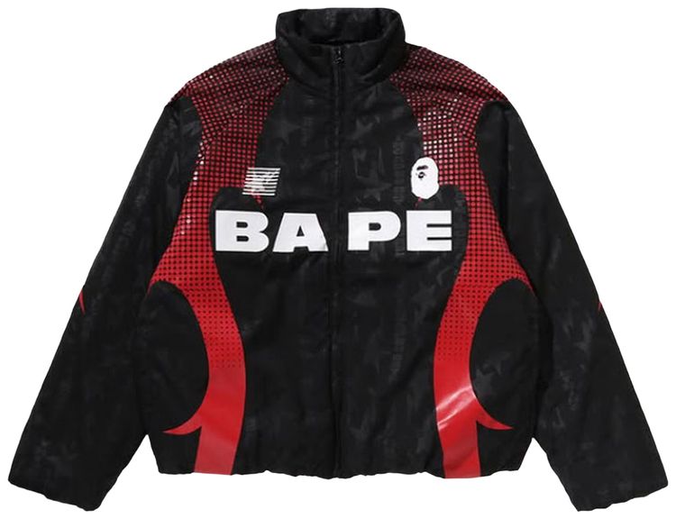 BAPE Aba Frame Monogram Jacquard Multi Logo Padded Jacket Black
