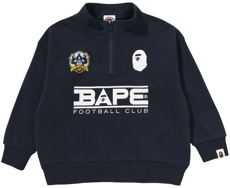 BAPE Bape Embroidery Patch Relaxed Fit Half Zip Sweatshirt Navy