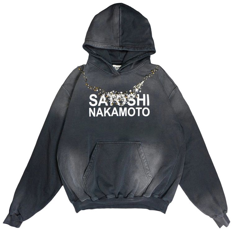 Satoshi Nakamoto Necklace Hoodie Washed Black