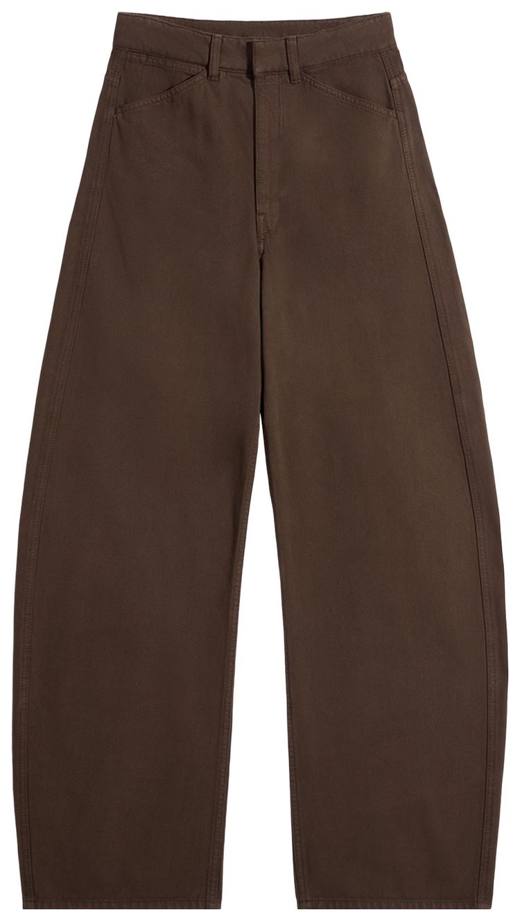 Lemaire High Waisted Curved Pants In Dyed Heavy Broken Twill Cacao