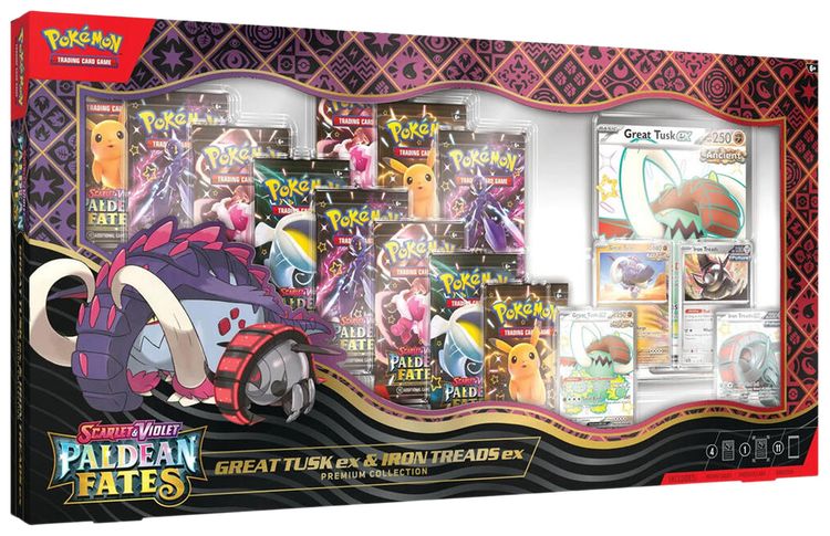 Pokemon Scarlet  Violet Paldean Fates Premium Collection Box Great Tusk  Iron Treads ex