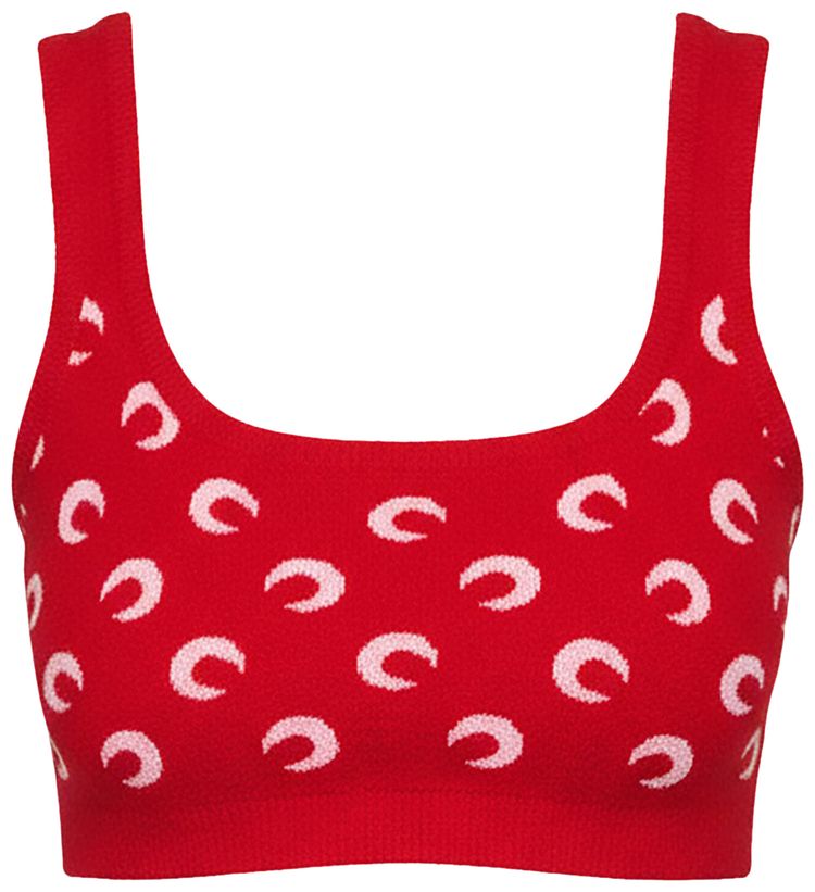 Marine Serre Moon Jacquard Bouclette Bra RedPink