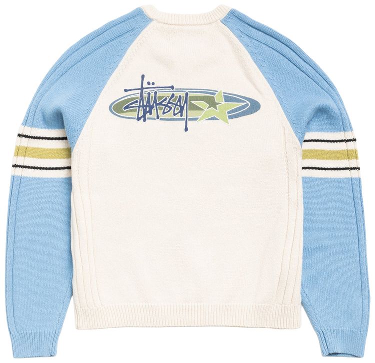 Stussy Stripe Raglan Crew Blue