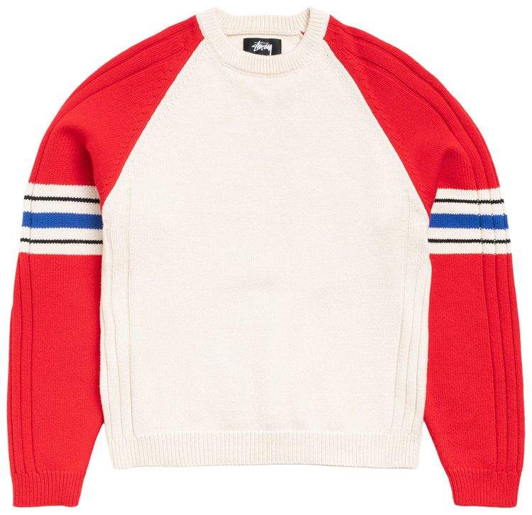 Stussy Stripe Raglan Crew Red