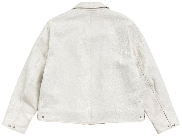 Stussy Garage Jacket Cracked Leather White