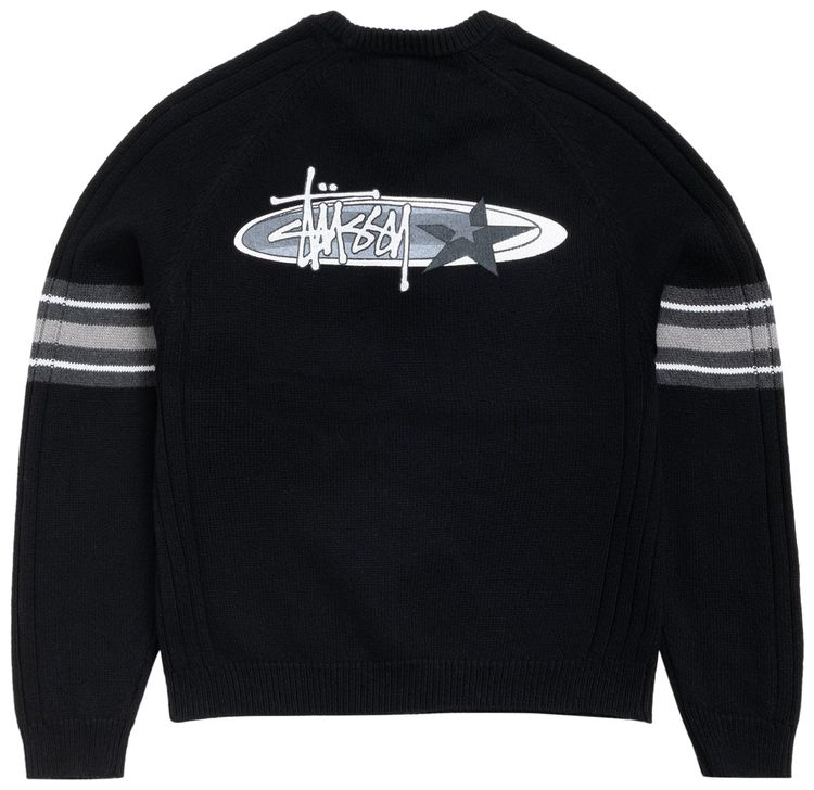 Stussy Stripe Raglan Crew Black