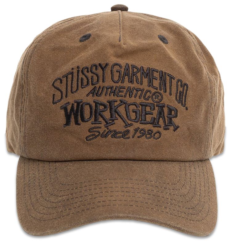 Stussy Mid Depth Workgear Waxed Snapback Brown