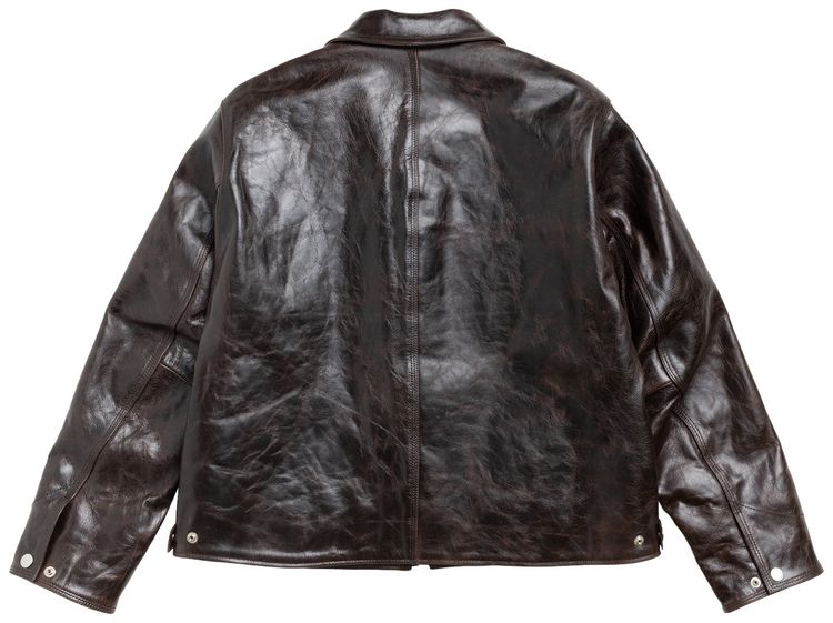 Stussy Garage Jacket Leather Dark Brown